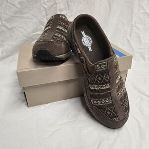 Brown Patterned Slip-On Shoes